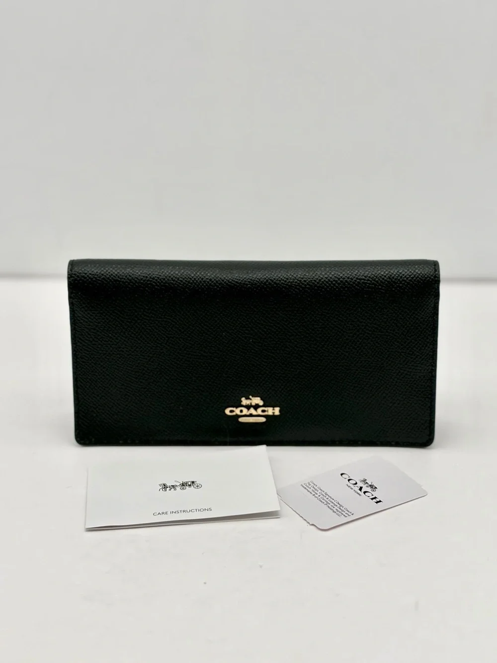 COACH Black Leather Bifold Wallet Black